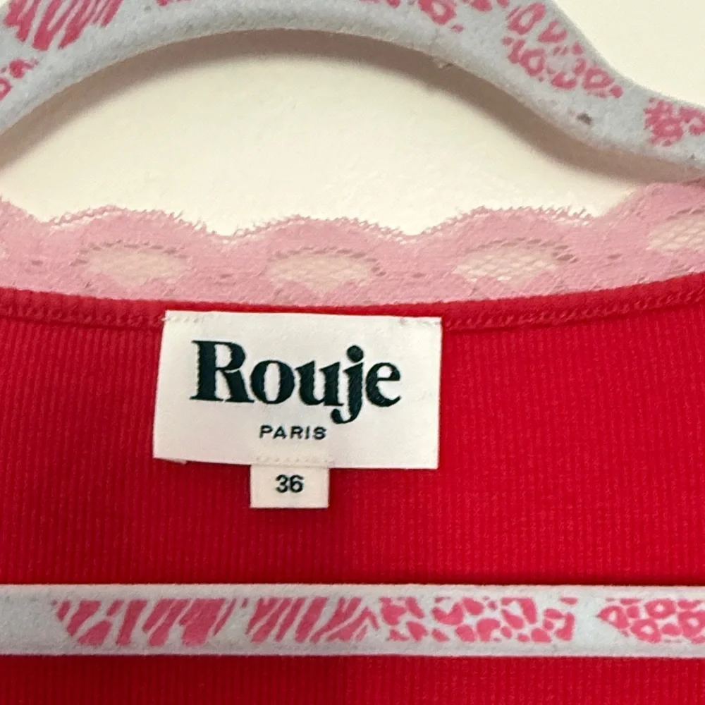 Rouje Red Cardigan with Pink Lace Trim - Picture 2 of 5